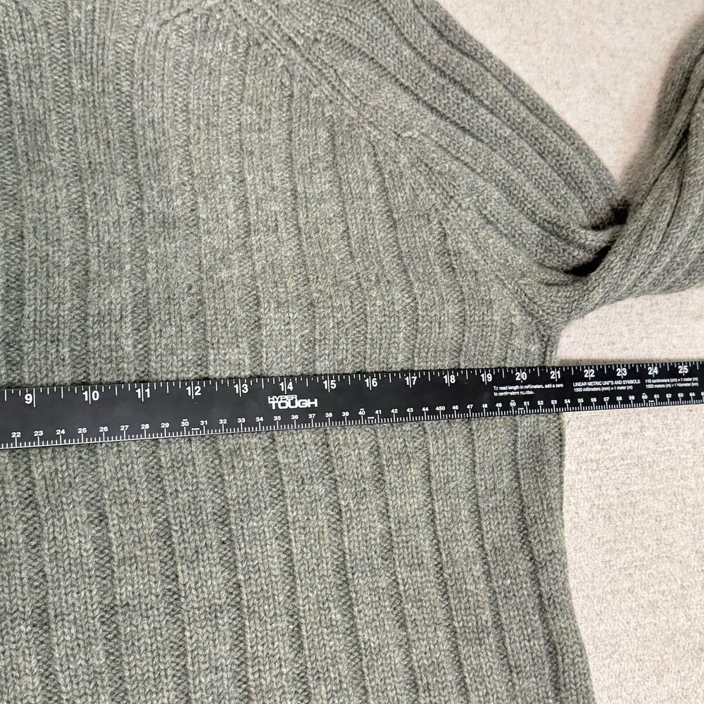 Vintage Land's End Wool Sweater Green Wool Ribbed Chunky Knit 90s Preppy Men L - Picture 4 of 8